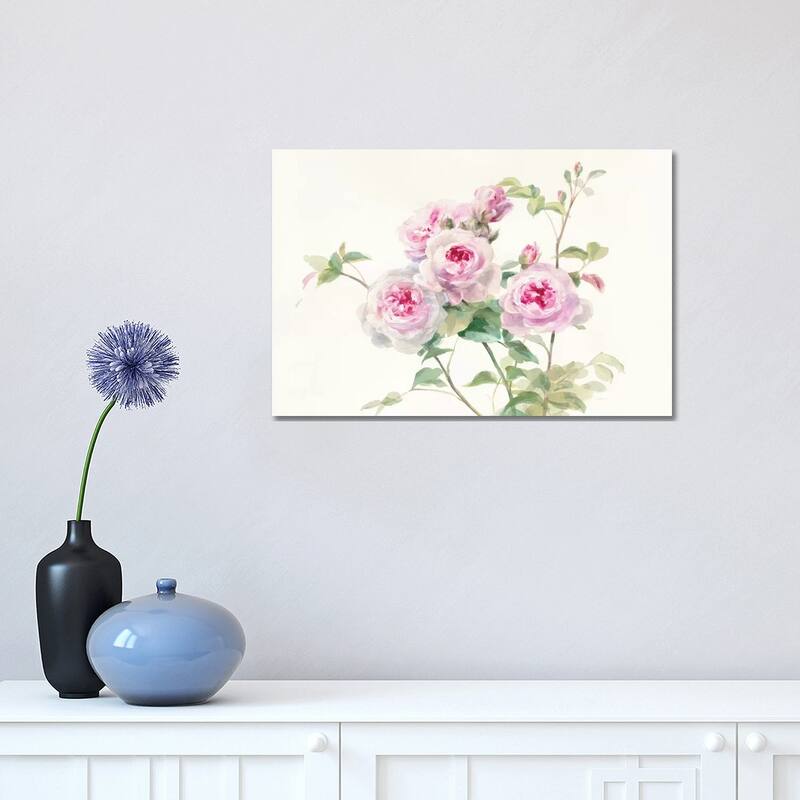 iCanvas "Sweet Roses On White Green" by Danhui Nai Canvas Print - 12x18x1.5