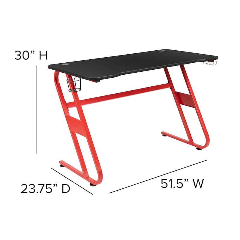 Professional Gaming Ergonomic Desk with Cup Holder and Headphone Hook