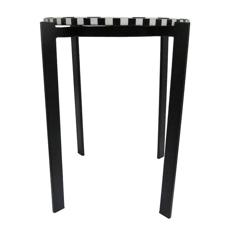 Wood Side Table Round Geometric Top Sleek Base - 23" Black/White - 20.5" x 17" x 22.5"