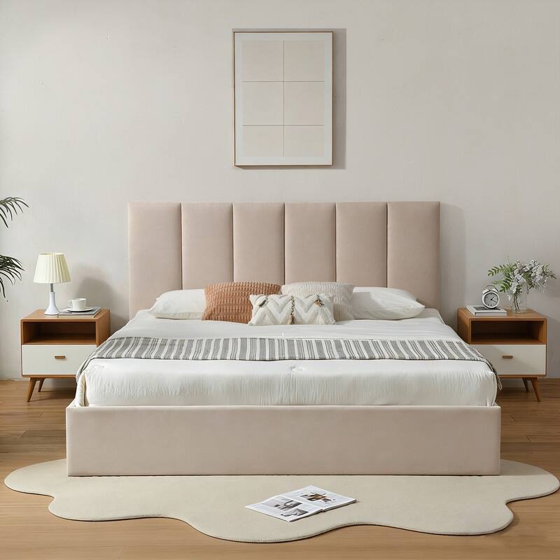 Full Size Lift-Up Storage Bed, White