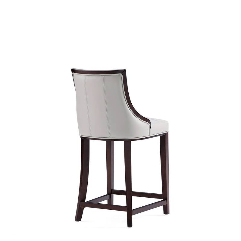 Manhattan Comfort Fifth Ave Dark Walnut Wood Counter Height Bar Stool (Set of 3)
