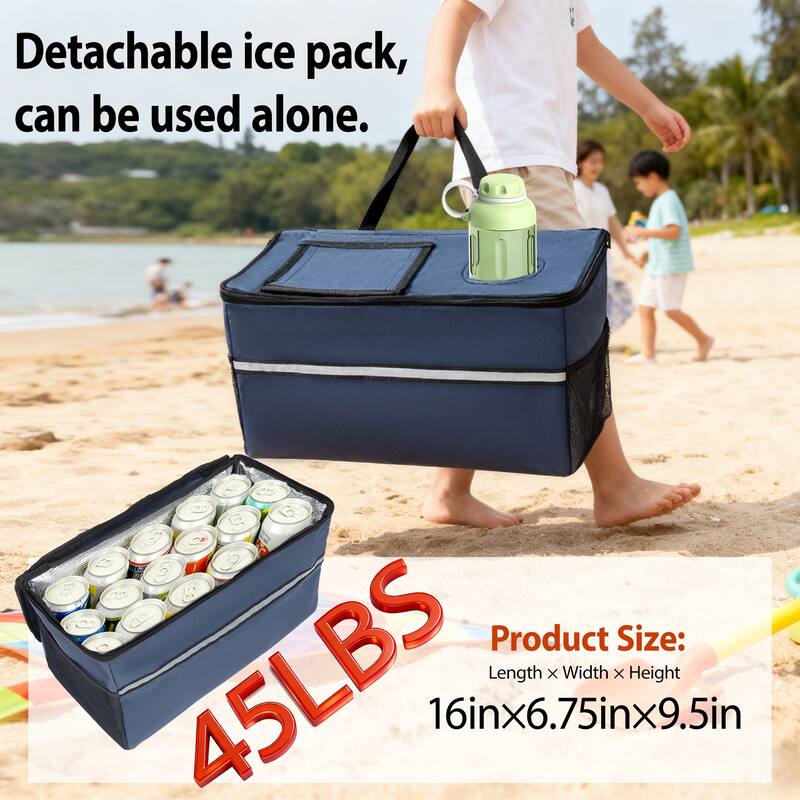 3-in-1 Folding Wagon with Bench Seat & Storage - 500lb Heavy-Duty, 180L Capacity with Ice Pack