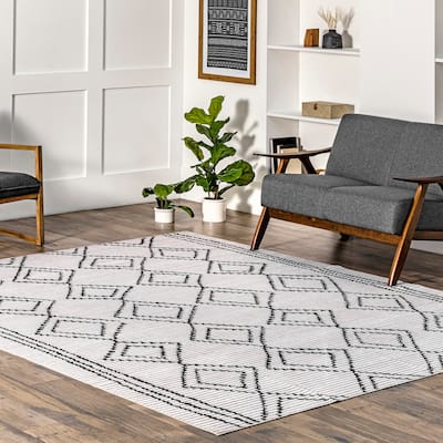 Nuloom Leo SpinClean Geometric Striped Machine Washable Area Rug