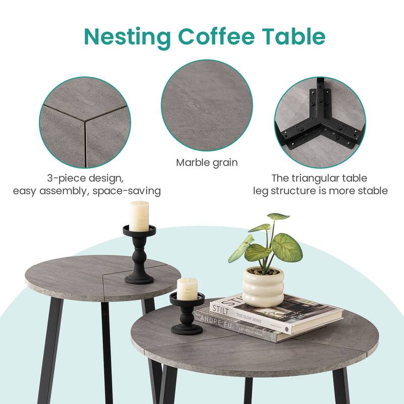 SUNBURY Nesting Round Coffee Table Set of 2