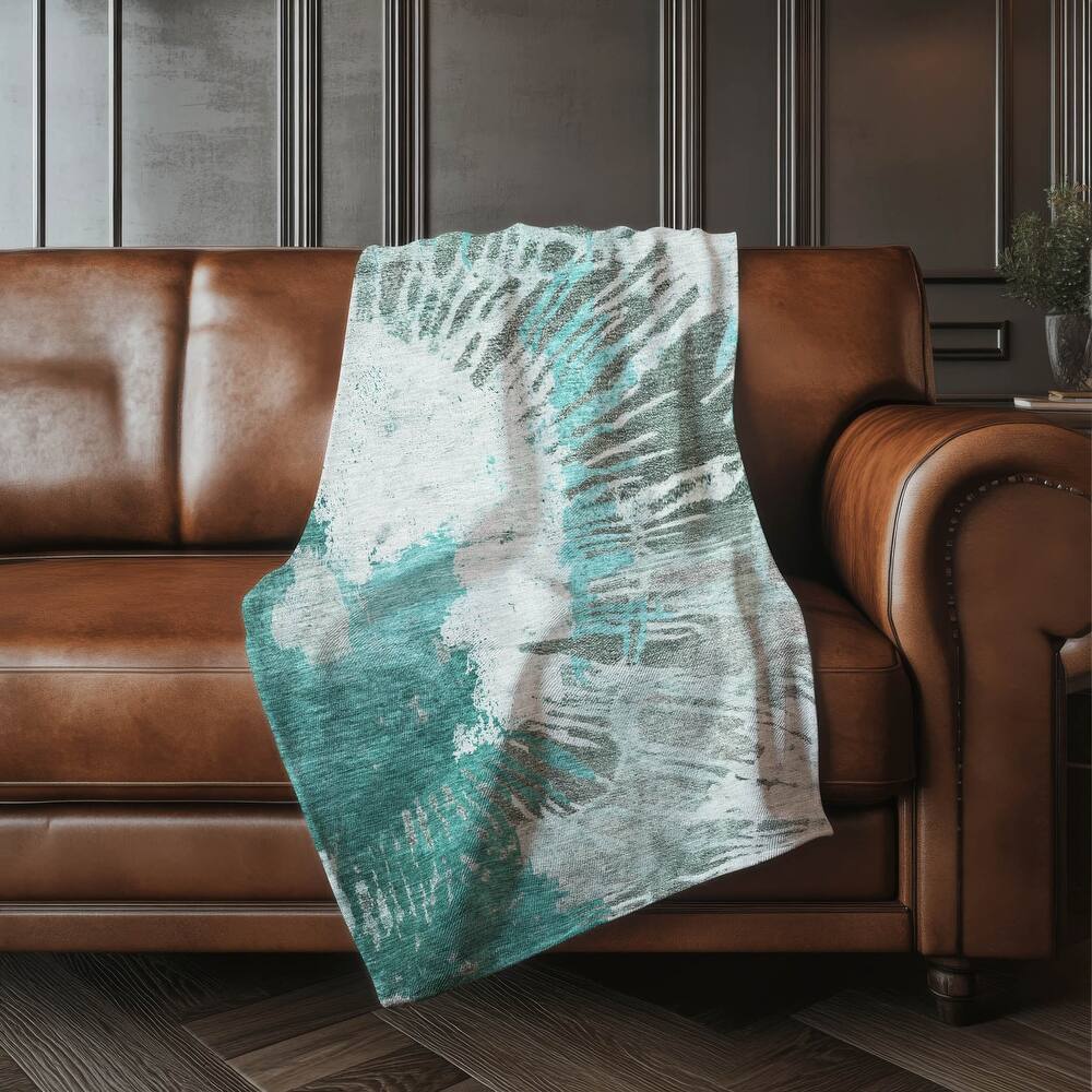 Premium Machine Washable Contemporary Abstract Sherpa Throw Blanket