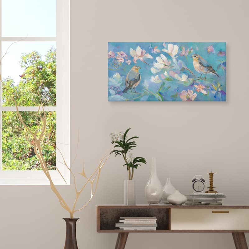 Birds in Magnolia Canvas Art Print