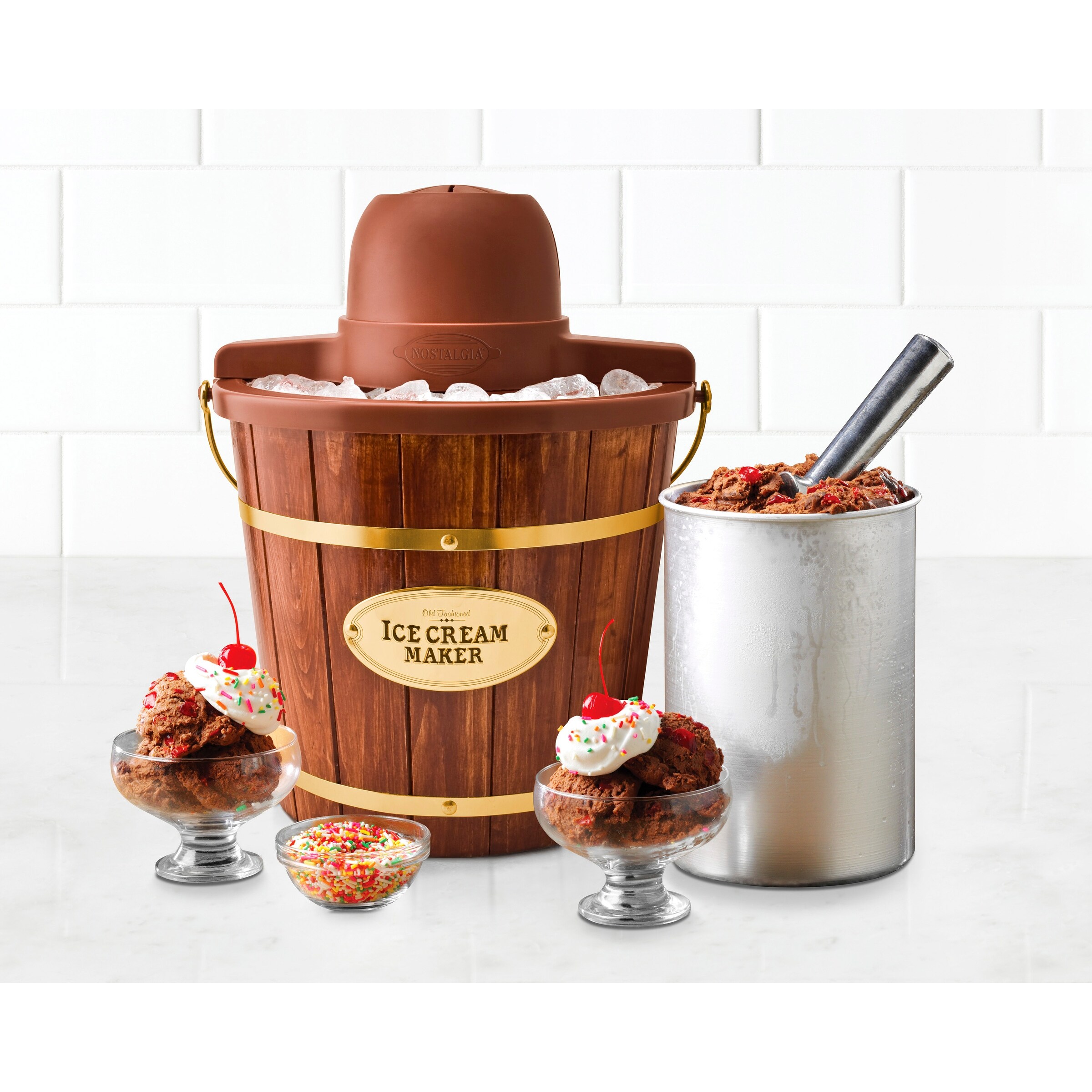 Nostalgia 4 Quart Wood Bucket Ice Cream Maker Bed Bath Beyond
