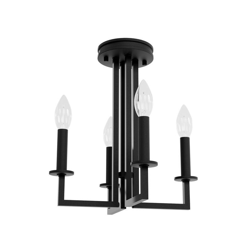 Hunter Bearden 4-Light Semi-Flush Chandelier, - Entry, Kitchen Table, Bedroom - Candle, Contemporary, Industrial, Geometric