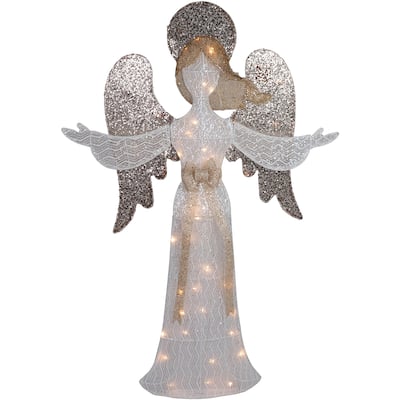 49.25" LED Lighted White and Gold Angel Christmas Decoration