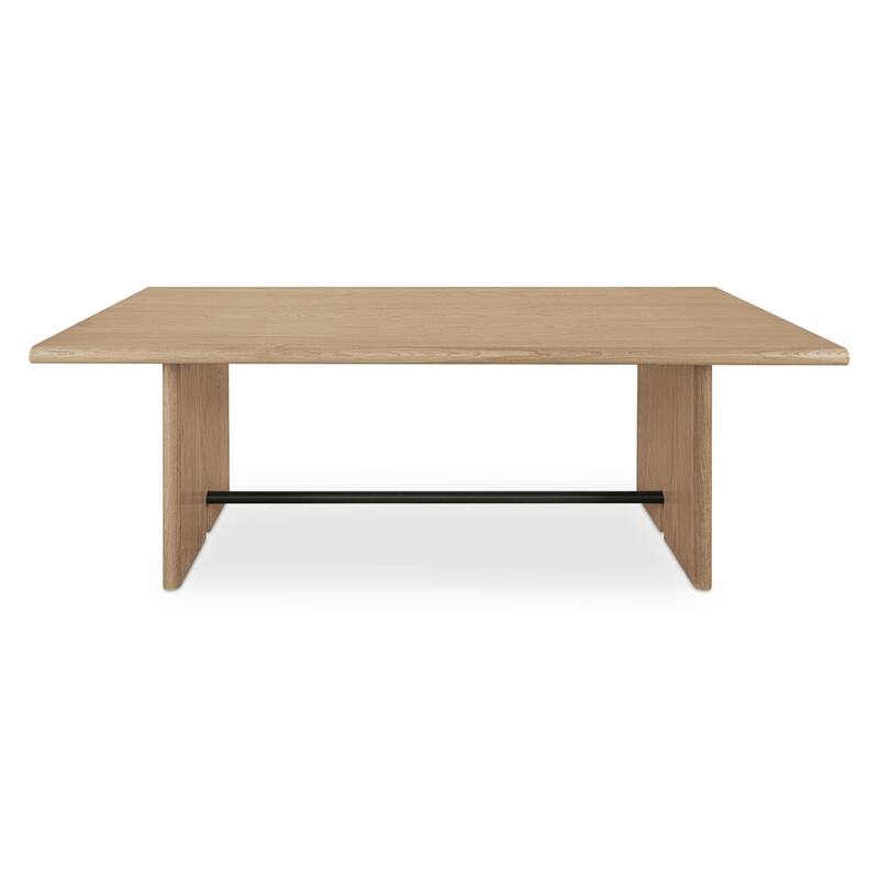 NADAAL STUDIOS Thornefield Dining Table for 6, Oak Veneer Top, Metal Spreader Bar, Modern Edge Design, Natural Finish - 30.0in H X 42.0in D X 82.0in W - Natural