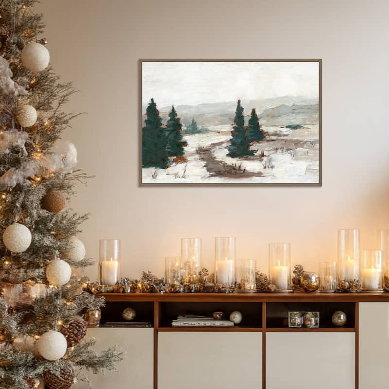 Melting Snow I by Ethan Harper Framed Canvas Wall Art Print - Sylvie Dark Gold