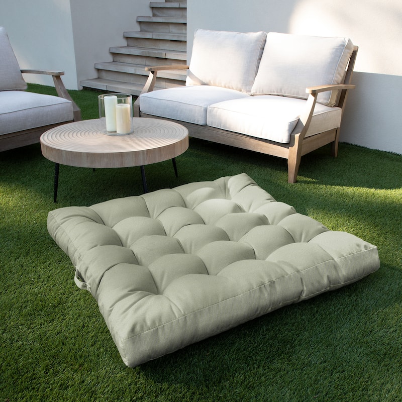 Sorra Home Sunbrella Outdoor Tufted Floor Pillow Single - 40 in H x 40 in W x 5 in D - Revive Stem