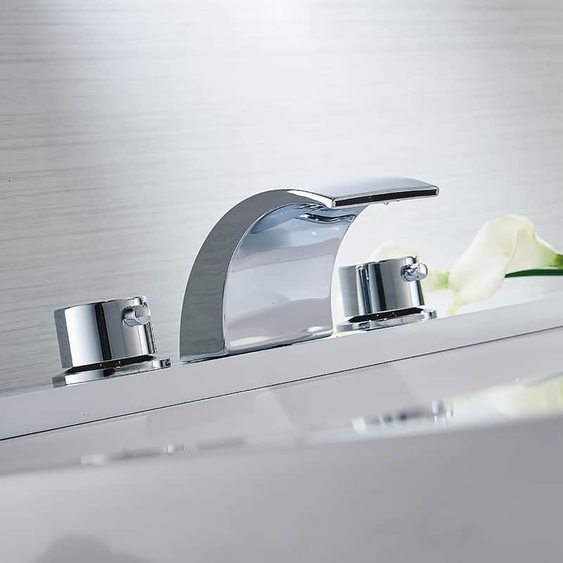 Chrome 3 Hole Waterfall Bathroom Faucet