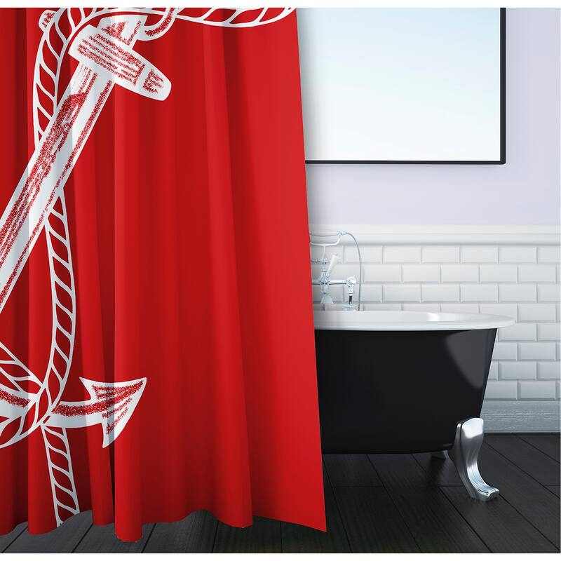 71 x 74-inch Anchored Geometric Print Shower Curtain