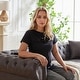 preview thumbnail 15 of 29, Oaks Aura 85.5in. Modern Fabric Chesterfield Sofa with Rolled Arms, 3 Seater Sofa with Button Design and 2 Cushions