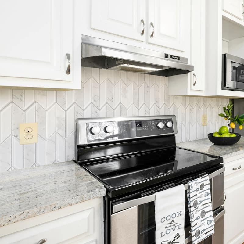 Art3d 11.8''x11.2'' Herringbone Glass Mosaic Wall Tile in White,Pack of 5