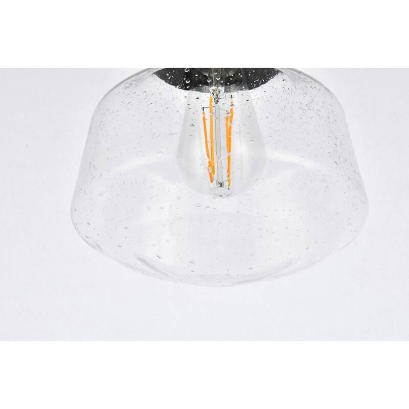 Lina 1-Light Plug in Pendant with Clear Bubble Shade - Black - 8" Diameter