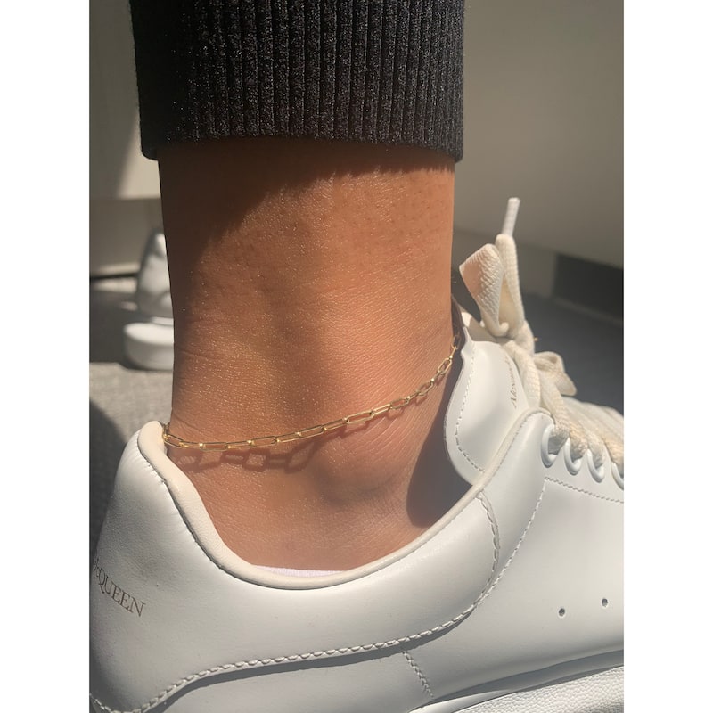 Joelle Collection Gold Small Link Chain Women's Bracelet - 14K Paperclip Link Chain 2.5 mm For Her