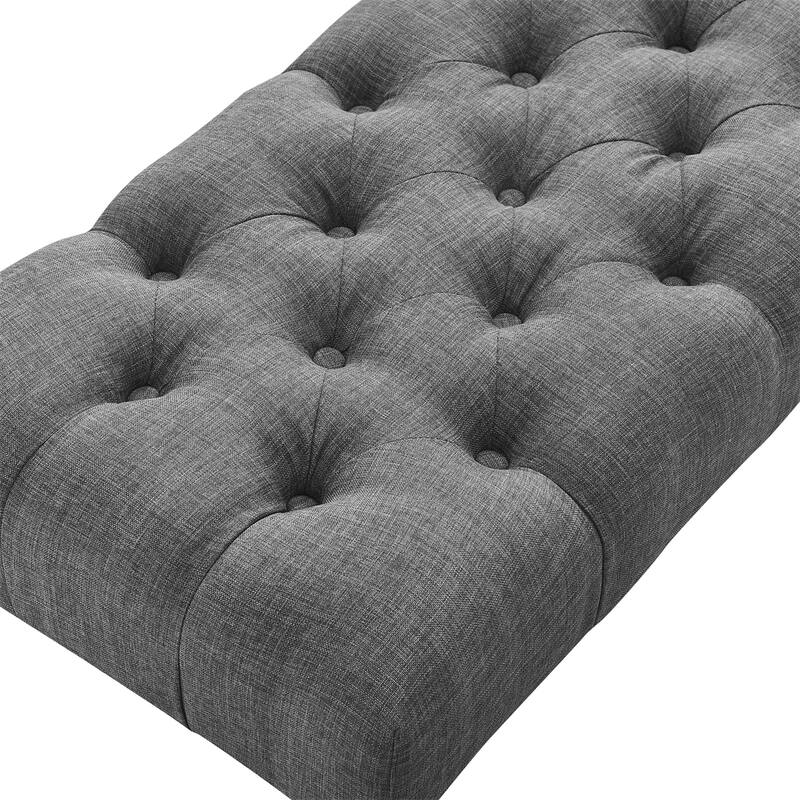 Fabric Tufted Turned Leg Dining Bench