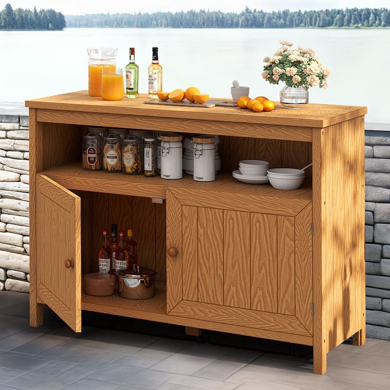 Moasis 44" Outdoor Sideboard Patio Console Table with Storage Cabinet and Shelves