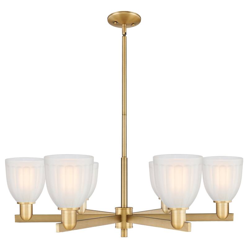 Innovations Lighting Endless Possibilities Arcadia - Brookfield - 6 Light 36" Stem Hung Chandelier - Brushed Brass/White