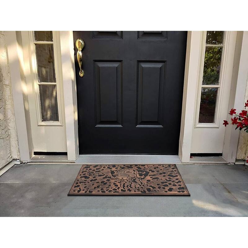 A1HC Dog Sketch Rubber Pin Outdoor Entrance Mat, Beautifully Copper Finished 18" X 30"