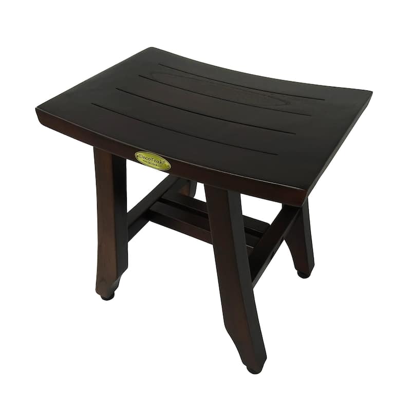Compact DecoTeak Satori 14" Bathroom Teak Shower & Shaving Stool- WoodLand Brown Finish