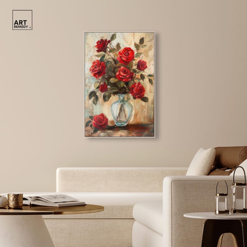 Ruby Roses in Riad Glass Canvas by Art Remedy