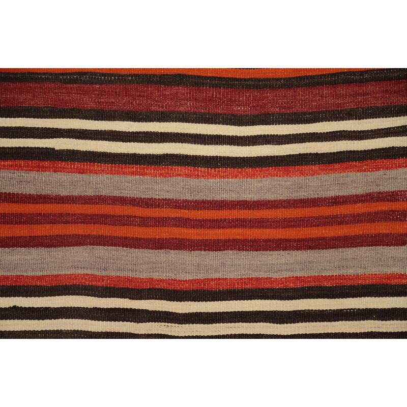 Hand Woven Oriental 100% Wool Carpet Southwestern Geometric Oranges & Rust Kilim Area Rug - 11' 0'' X 5' 2''