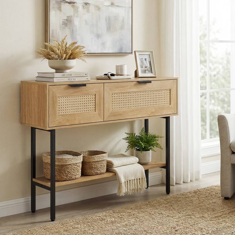 Gymax 40'' Freestanding Entryway Table w/Flip Doors & Open Storage