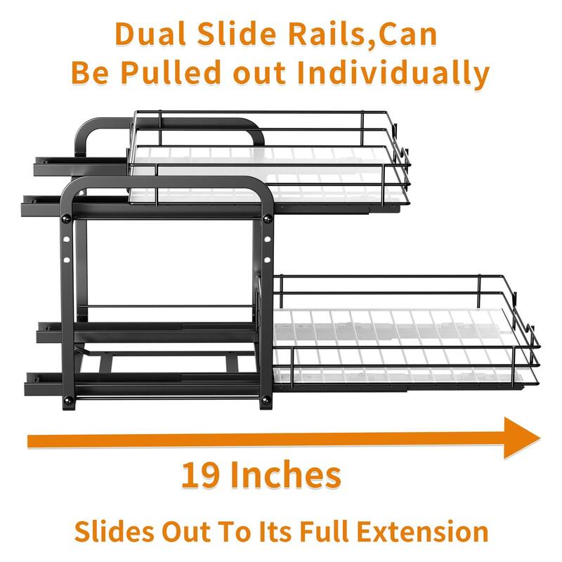 Pull out Spice Organization,2 Tier Slide out Spice Rack for Inside Cabinets & Pantry,Heavy Duty Height Adjustable Metal Racks
