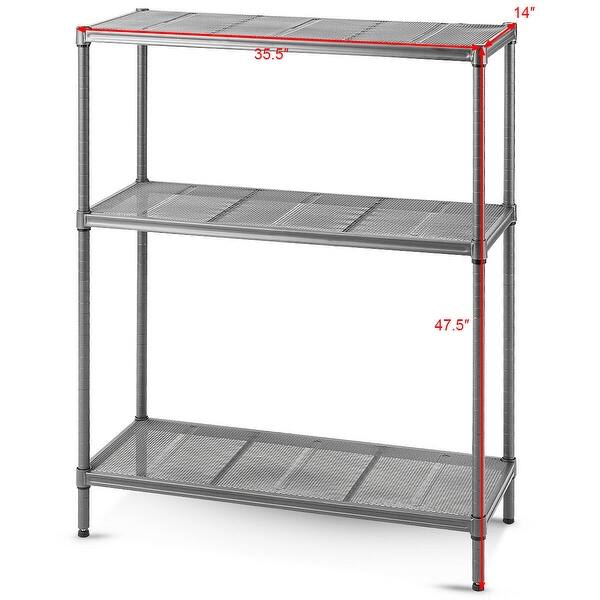 Shop Gymax Storage Rack 3layer Shelving Unit Steel Mesh Shelf 47 5 H Adjustable Steel Tube Overstock 24076285