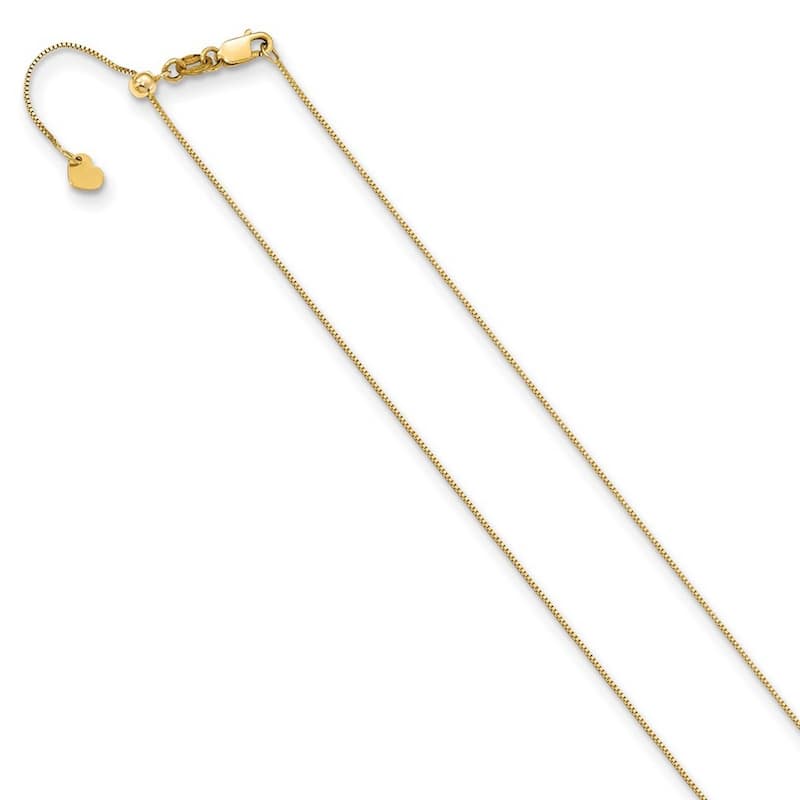 Curata Italian 10k White or Yellow Gold Adjustable 0.7mm Baby Box Chain Necklace (22") (Lobster-claw)