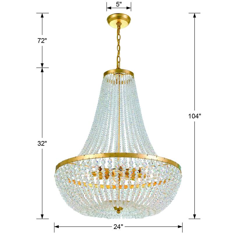Rylee 8 Light Antique Gold Chandelier - 24.75'' W x 31.25'' H