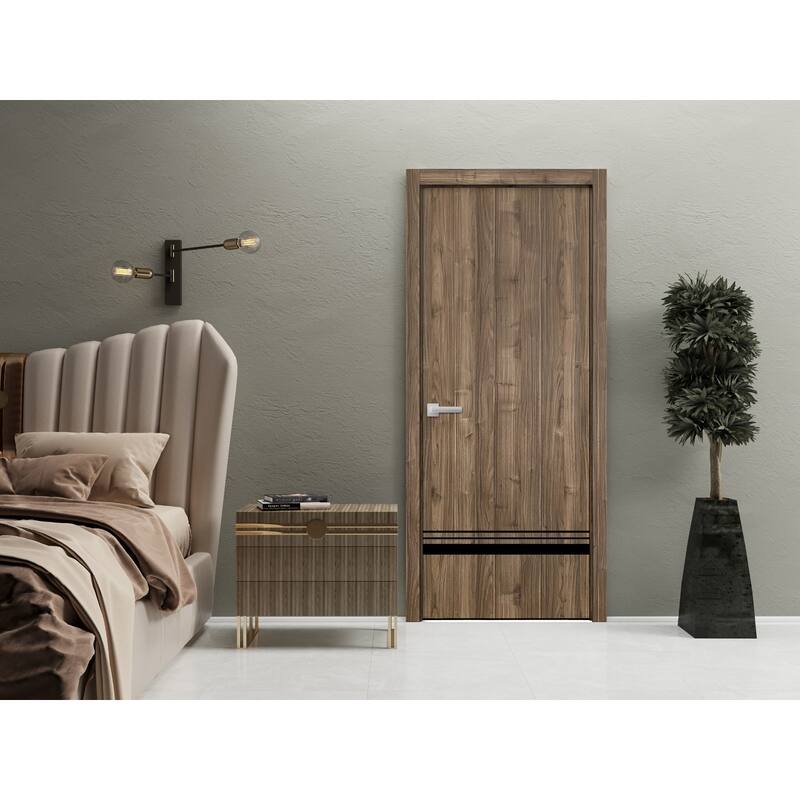Solid French Door 18 x 80 Planum 0012 Walnut with| Bathroom