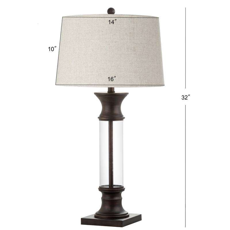 Stevens 32" Metal/Glass LED Table Lamp, Bronze (Set of 2) by JONATHAN Y