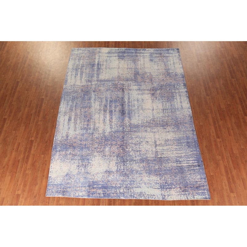 All-Over Abstract Contemporary Area Rug Handmade Wool Carpet - 8'11"x 11'11"