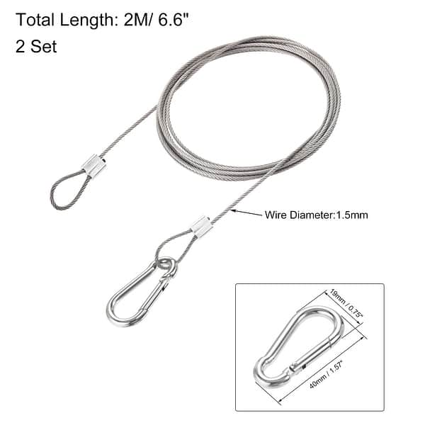 Picture Hanging Wire Kit, 2set 2m Loop and Hook Hanging Wire Load 66 lbs - Silver