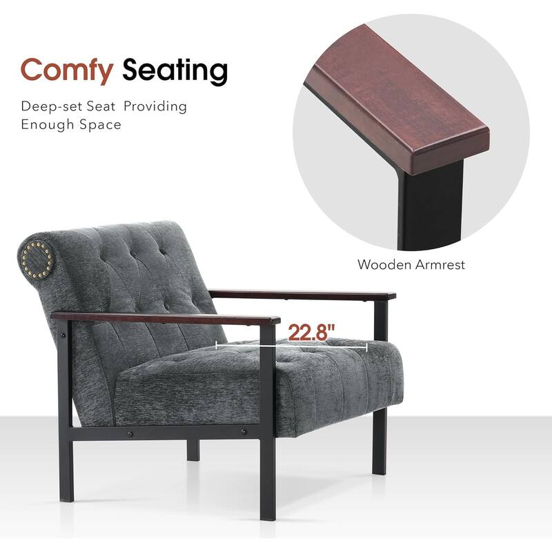 MCombo set of 2 Modern Accent, Ergonomics Lounge Chair for Living Room, Chenille, HQ417