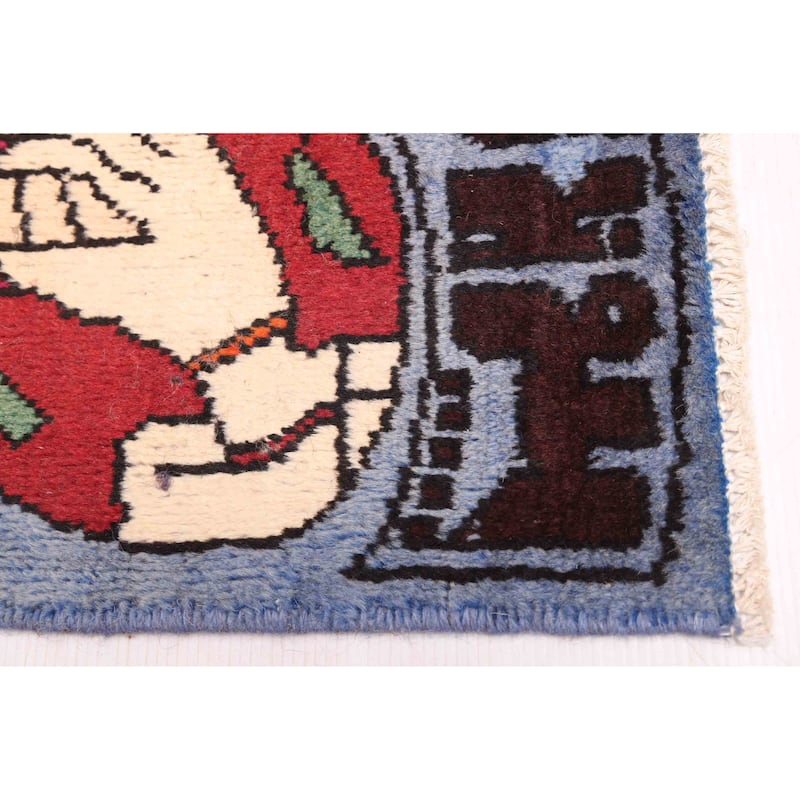 ECARPETGALLERY Hand-knotted Teimani Light Denim Blue Wool Rug - 2'11 x 5'9