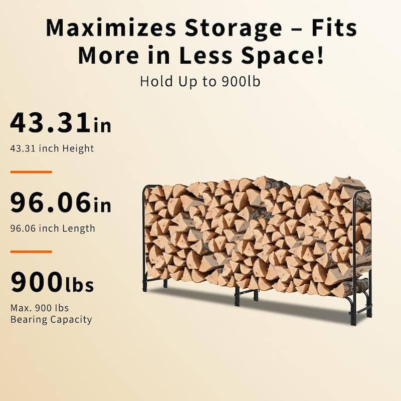 Firewood Rack Storage Cover Set for Patio Outdoor Use Backyard
