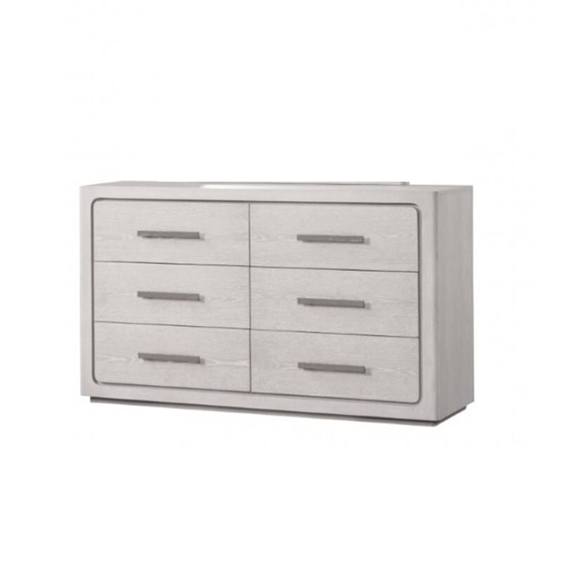 Thorne 6 Drawer 62 Inch Wide Dresser, White Oak Solid Wood Bedroom Storage