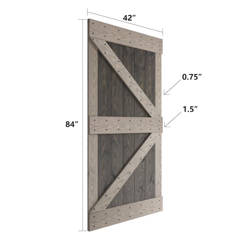 Coast Sequoia 84in. x 84in. K Series Embossing DIY Knotty Wood Double Sliding Barn Door With Hardware Kit