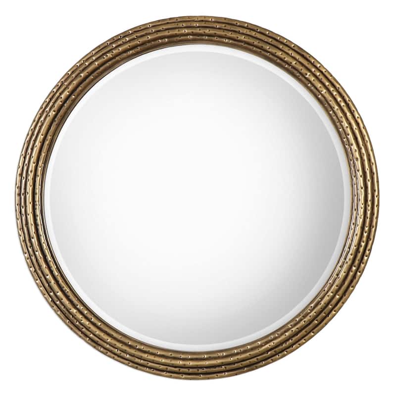 Uttermost Spera 42" Round Urban Industrial Wall Mirror with - Antiqued Gold