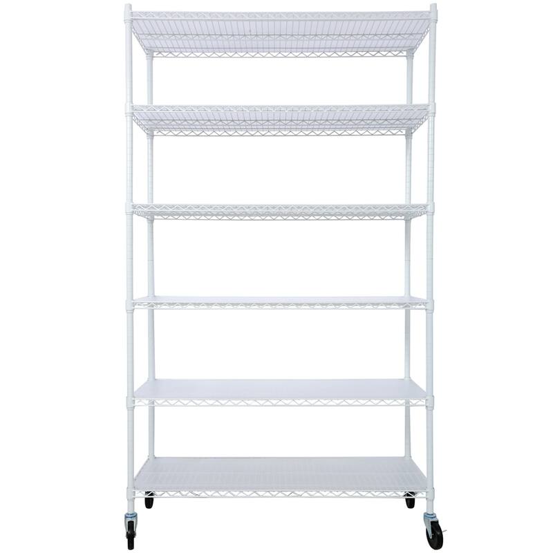 6 Tier 6000lbs Capacity NSF Metal Wire Shelving Unit with Wheels