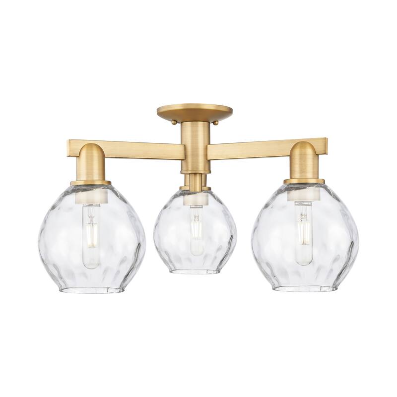Innovations Lighting Endless Possibilities Arcadia - Waverly - 3 Light 24" Semi-Flush Mount - Clear/Brushed Brass