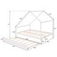 preview thumbnail 6 of 12, White Full Size Wooden House Bed with Trundle and Roof