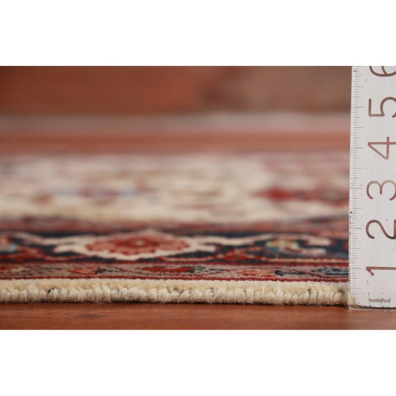 Hand Knotted Oriental 100% Wool Carpet Traditional Geometric Beige & Ivories Ziegler Area Rug - 9' 0'' X 6' 0''
