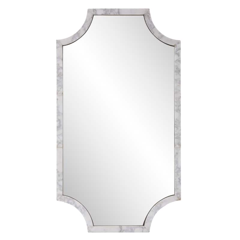 Allan Andrews Rectangular Wall Mirror with Scalloped White Marble Frame - 36"H x 20"W