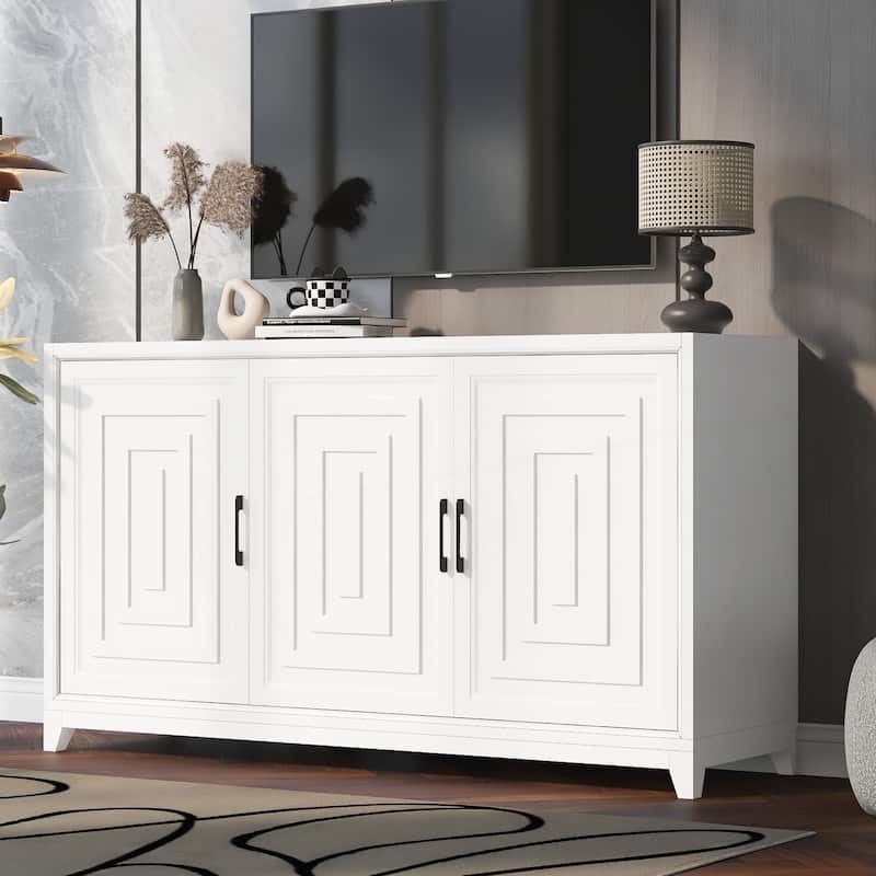 Modern Entertainment Center Media Console Cabinet - White